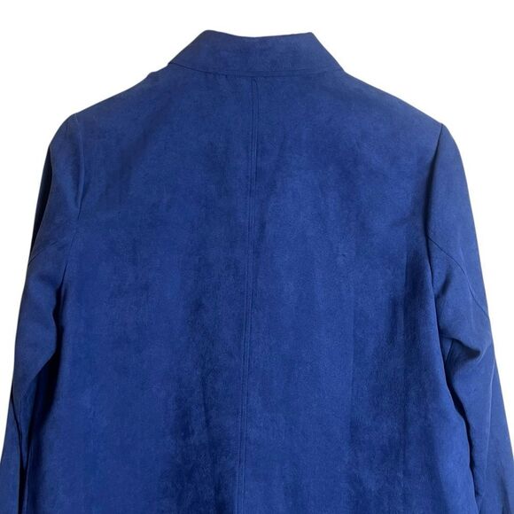 Tradition blue faux suede like button up shirt. Size 10 - Picture 6 of 8
